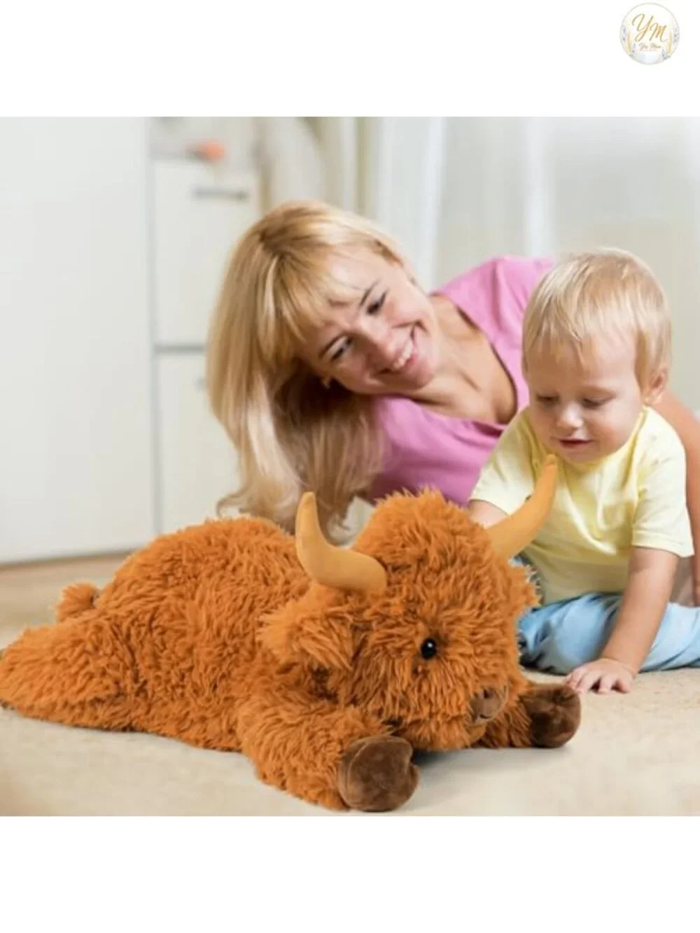 Weighted Highland Cow Plush 22in 5lbs Soft Stuffed Animal Polyester Pillow